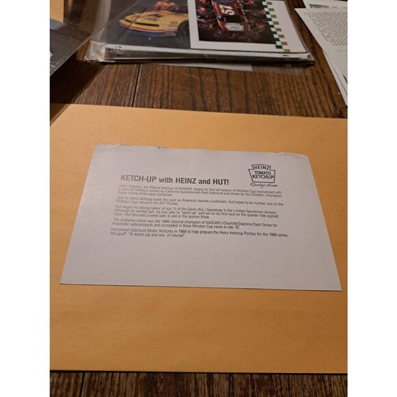 Vintage Hutt Strickland Heinz 57 Pontiac NASCAR Driver Card Vintage Racing Promo - Picture 4 of 4